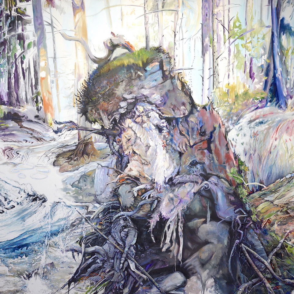 Saxana Nicole Schötschel … alles fließt / 200 x 300 cm / Öl , Kohle auf Leinwand / 2017